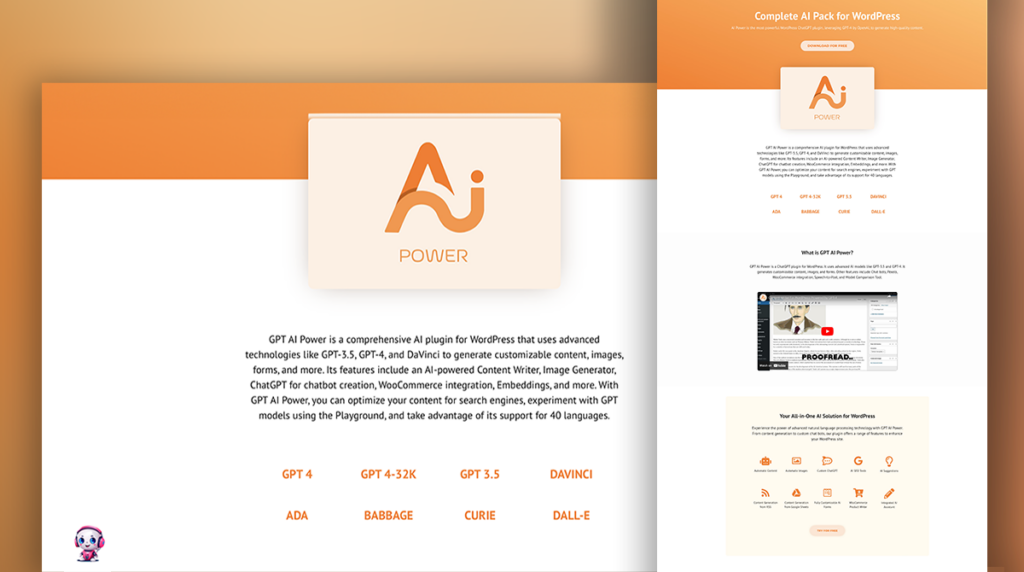 the website design for ai power
