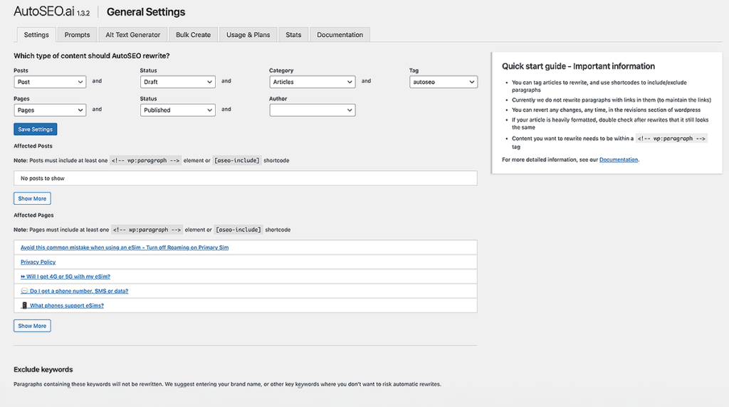the settings page for the adwords account