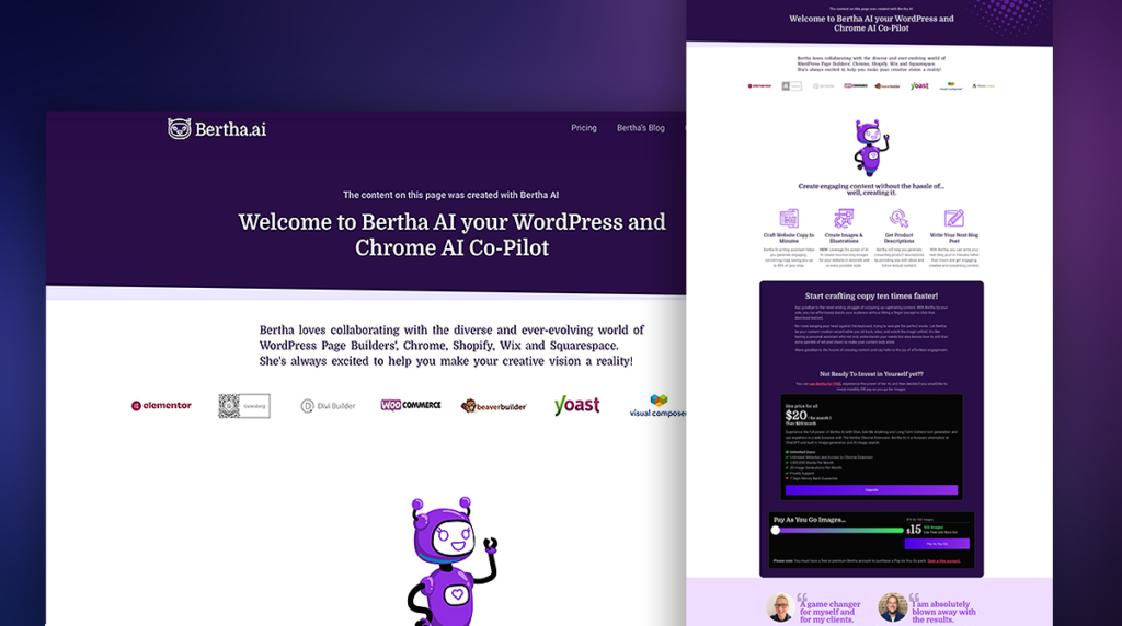 the website design for a purple website